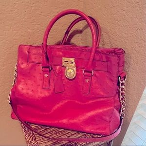 Michael Kors Hot Pink crocodile shoulder bag